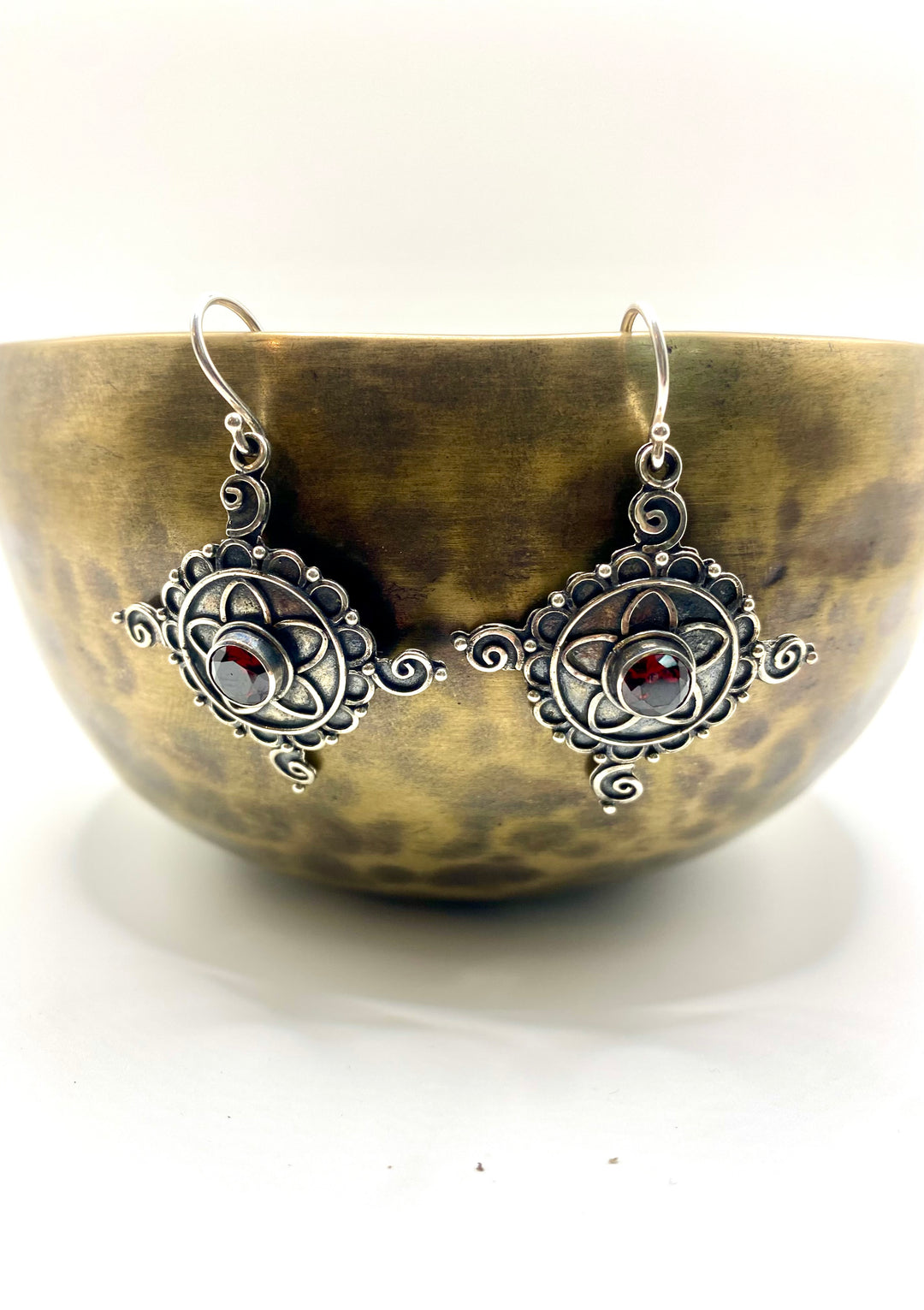 Garnet Mandala Earrings