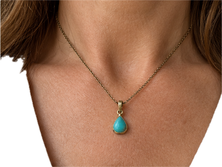 Handmade Turquoise Teardrop Panchadhatu Necklace