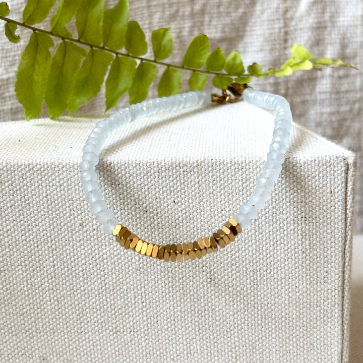 Aquamarine & Gold Anklet
