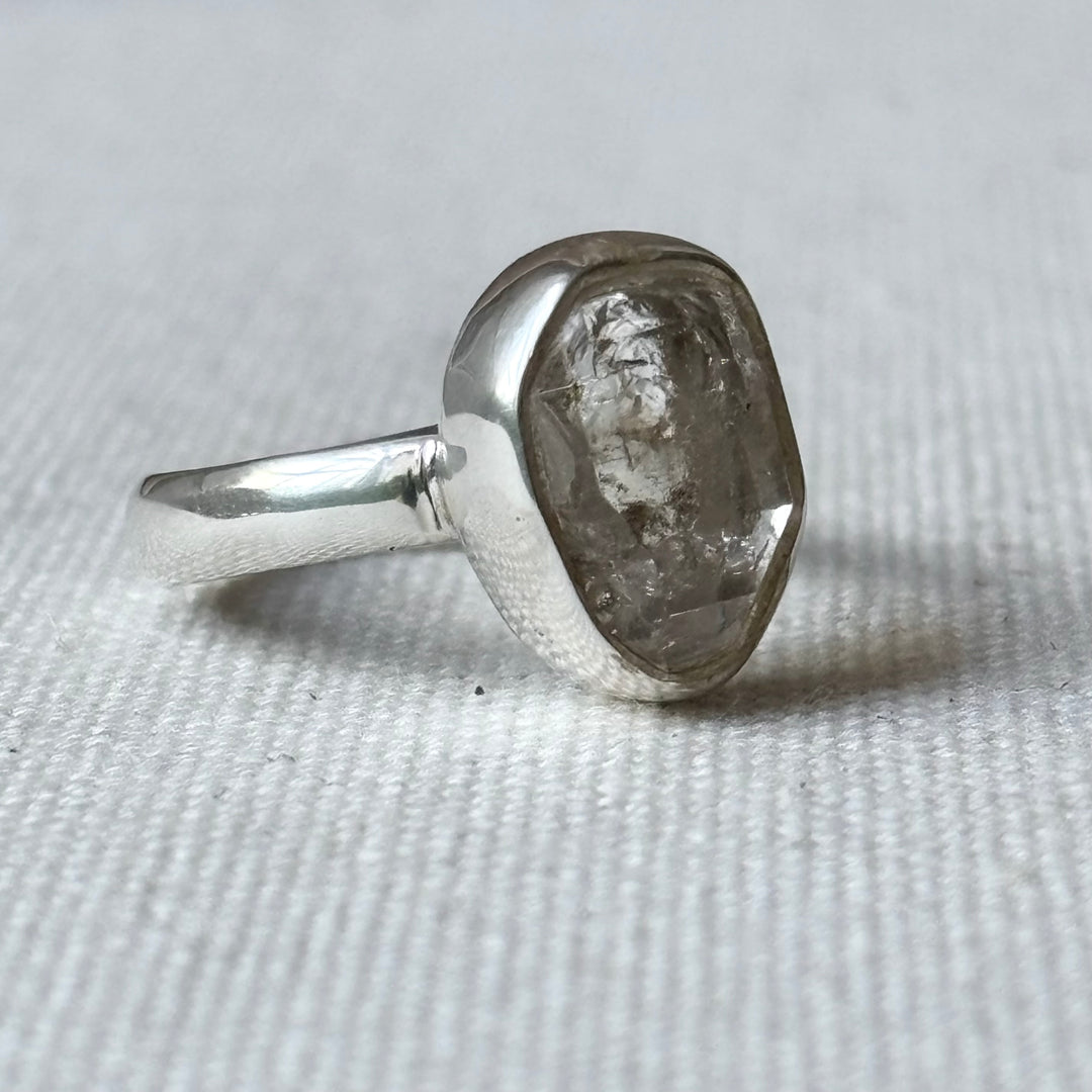 Raw Quartz Sterling Silver Ring – Size Q
