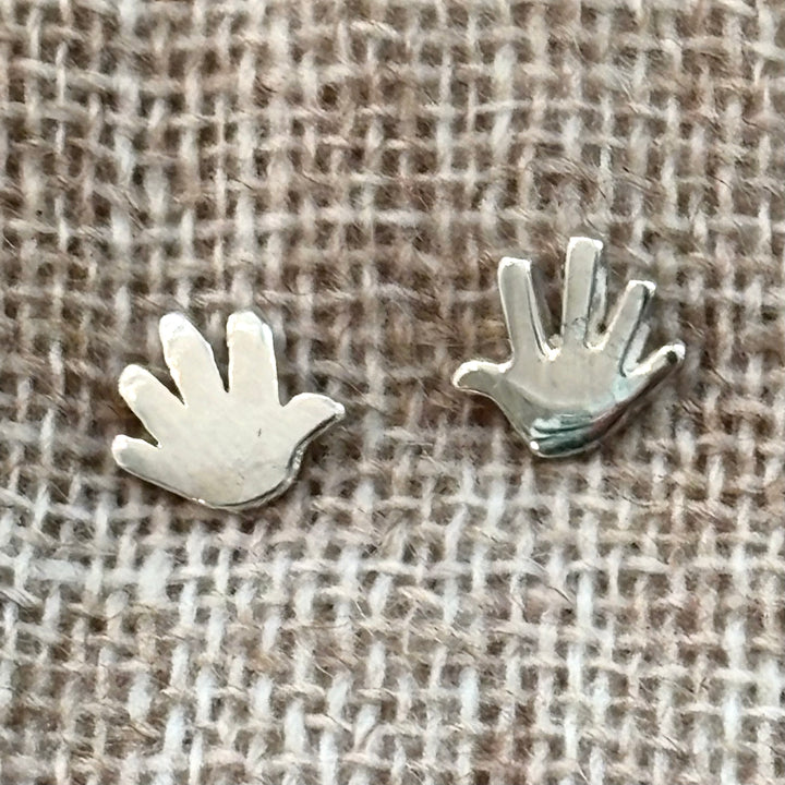 Sterling Silver Open Hand Stud Earrings