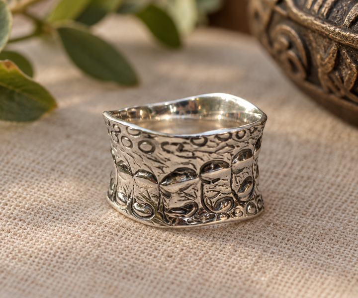 Dragon Skin Textured Sterling Silver Ring