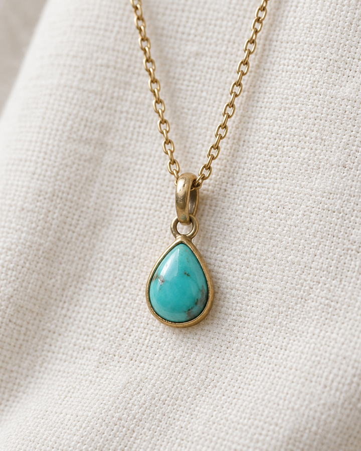 Handmade Turquoise Teardrop Panchadhatu Necklace
