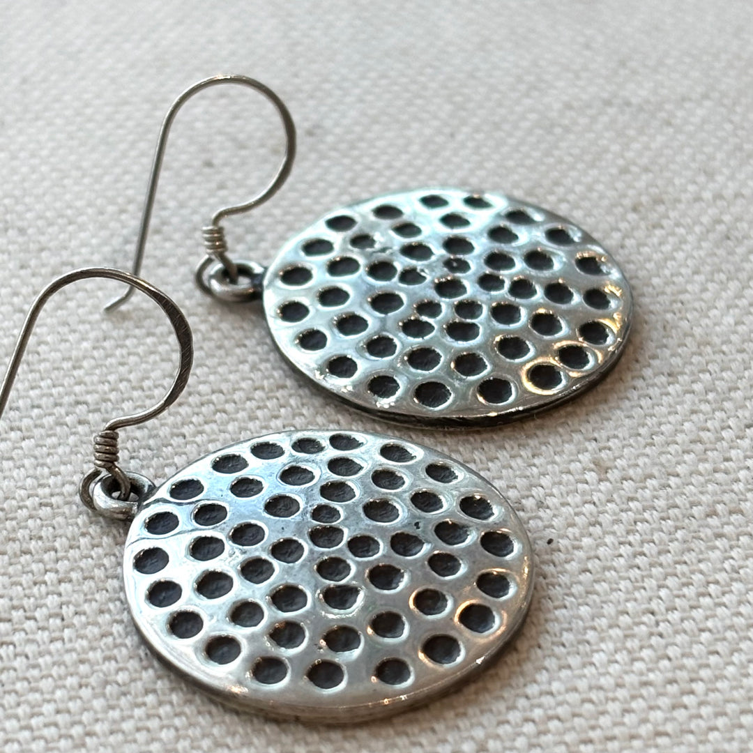 Sterling Silver Textured Disc Earrings