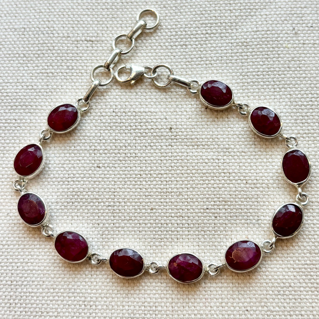 Sterling Silver Ruby Bracelet