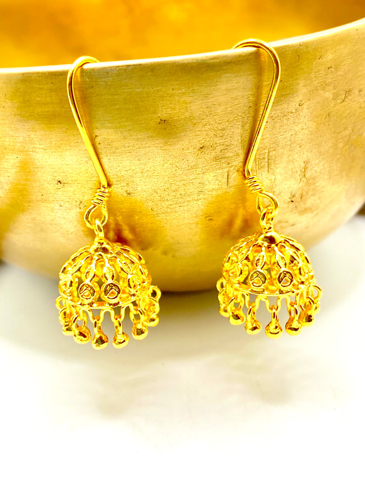 Golden Jhumka Drop Earrings