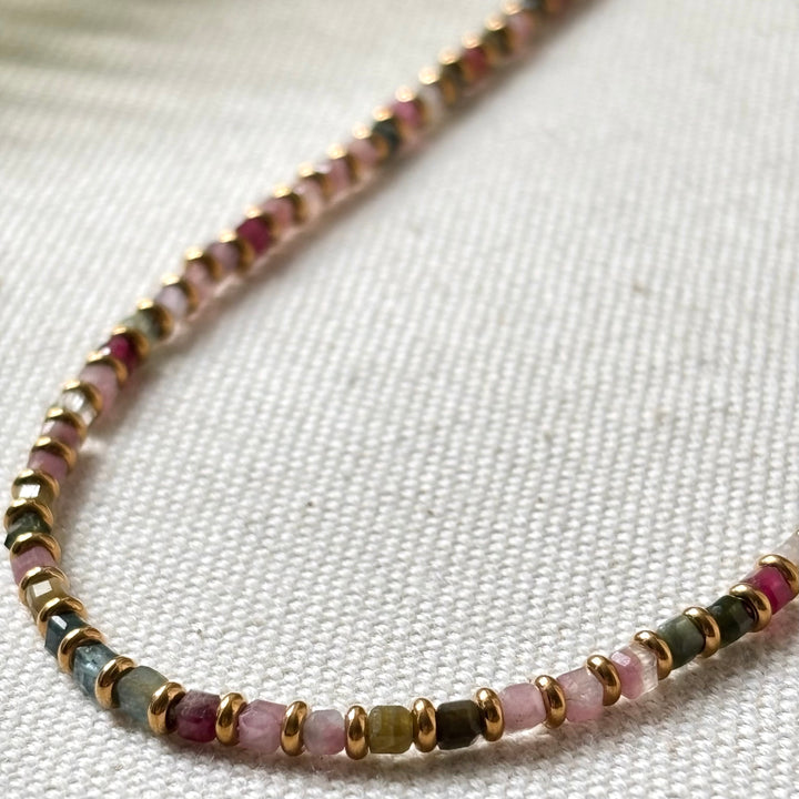 Tourmaline Gemstone Bead Necklace – 16–18 Inches