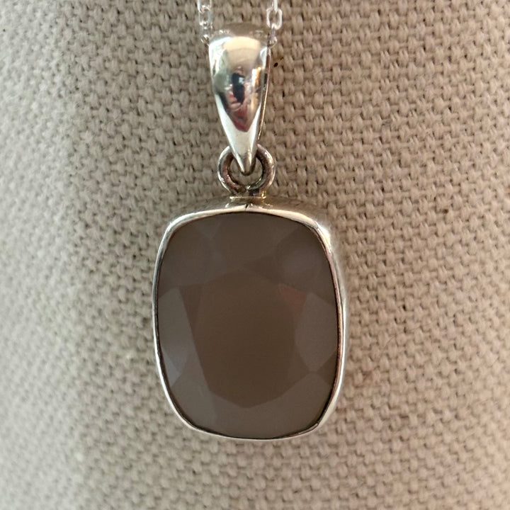 Grey Chalcedony Faceted Necklace in Sterling Silver