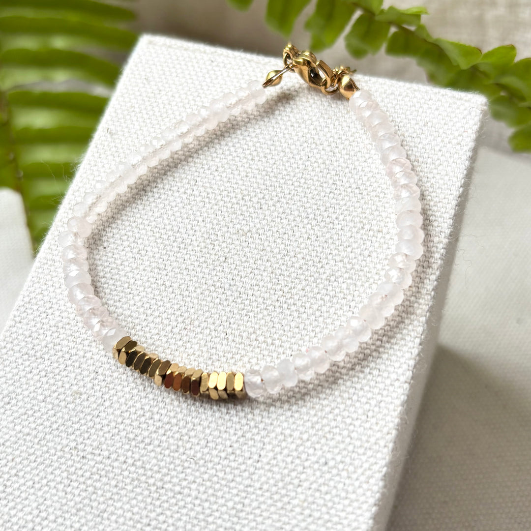 Rose Quartz & Gold Anklet