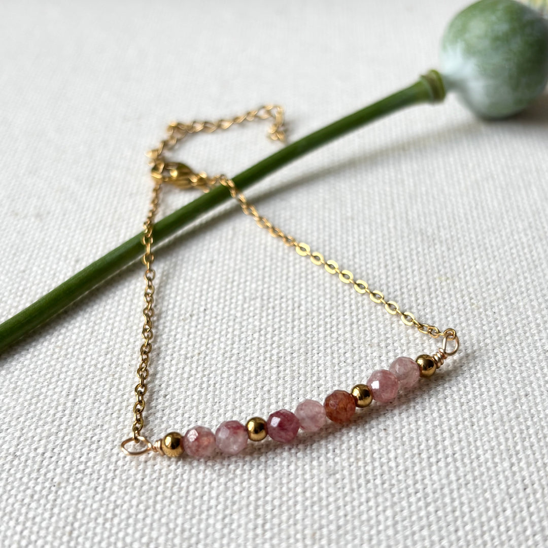 Strawberry Quartz Gold Bracelet