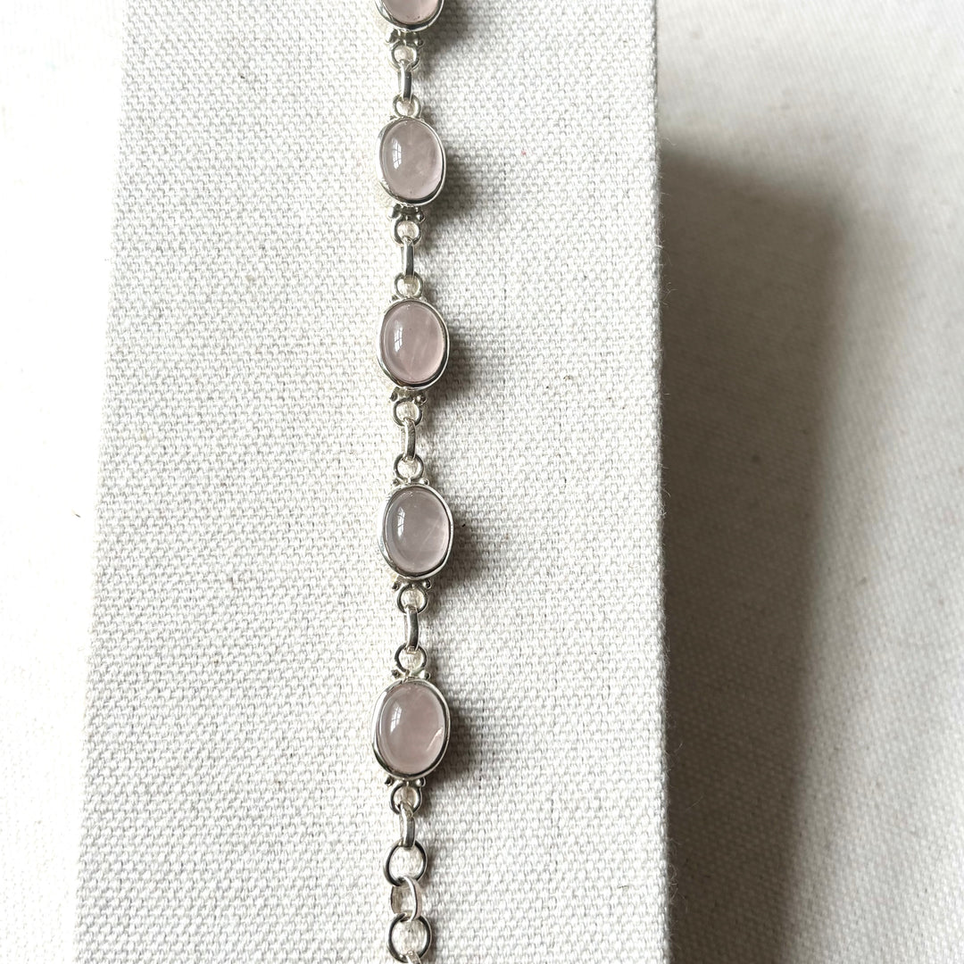 Rose Quartz Sterling Silver Bracelet