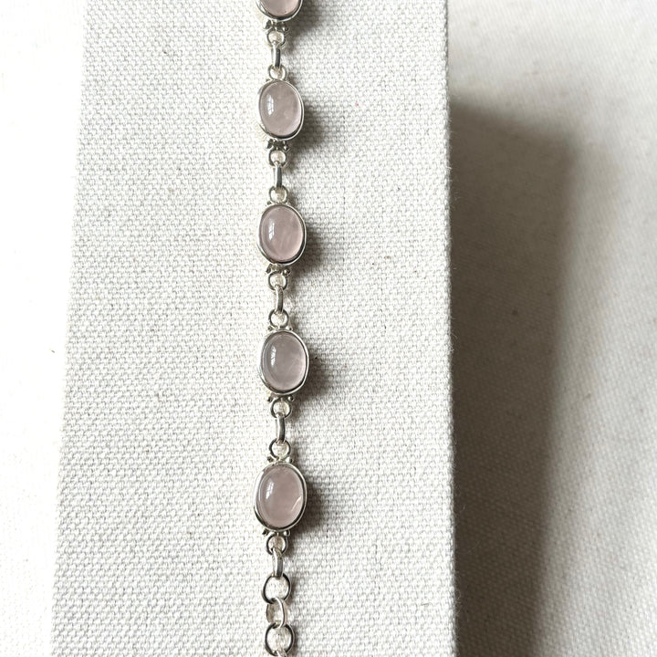 Rose Quartz Sterling Silver Bracelet