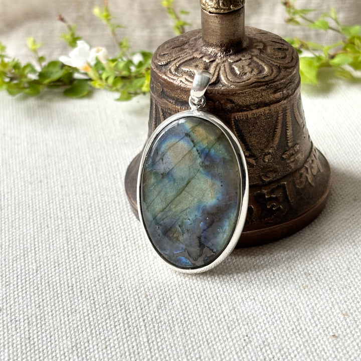 Labradorite Sterling Silver Oval Pendant