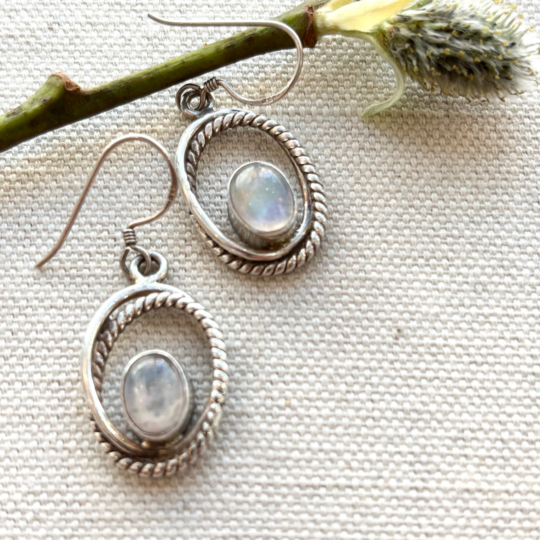 Sterling Silver Moonstone Rope Earrings
