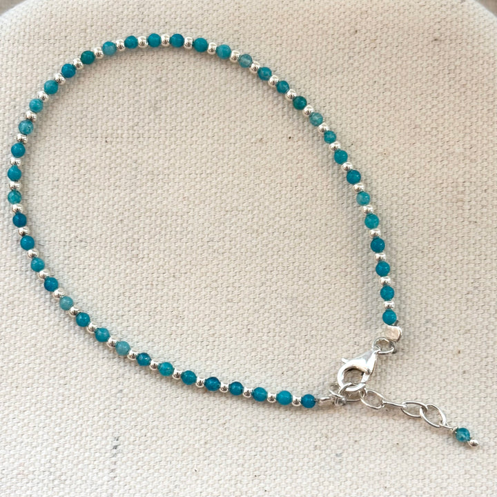 Amazonite and Sterling Silver Bead Bracelet