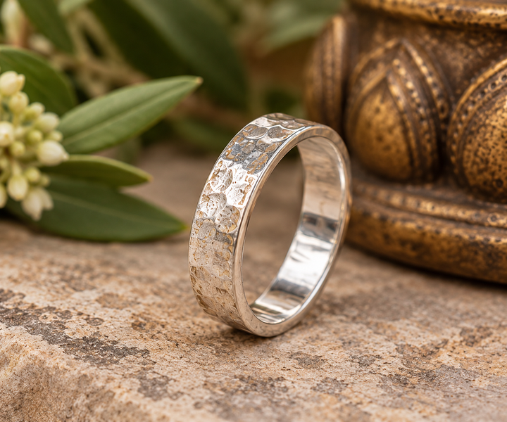 Handmade Sterling Silver Rustic Textured Band Ring