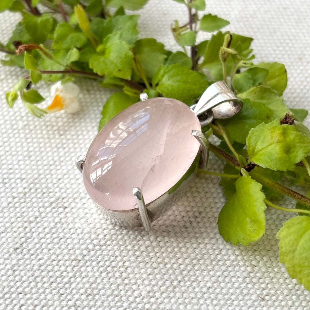 Rose Quartz Pendant – Handmade Sterling Silver