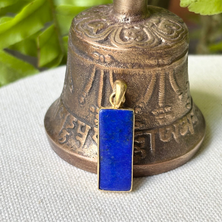 Handmade Panchadhatu Lapis Lazuli Rectangle Pendant