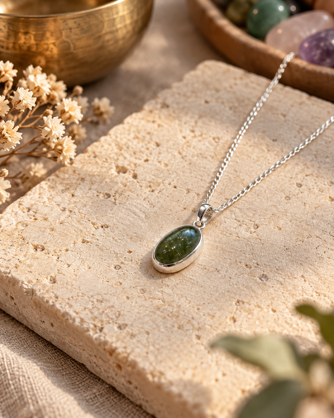 Sterling Silver Green Tourmaline Necklace