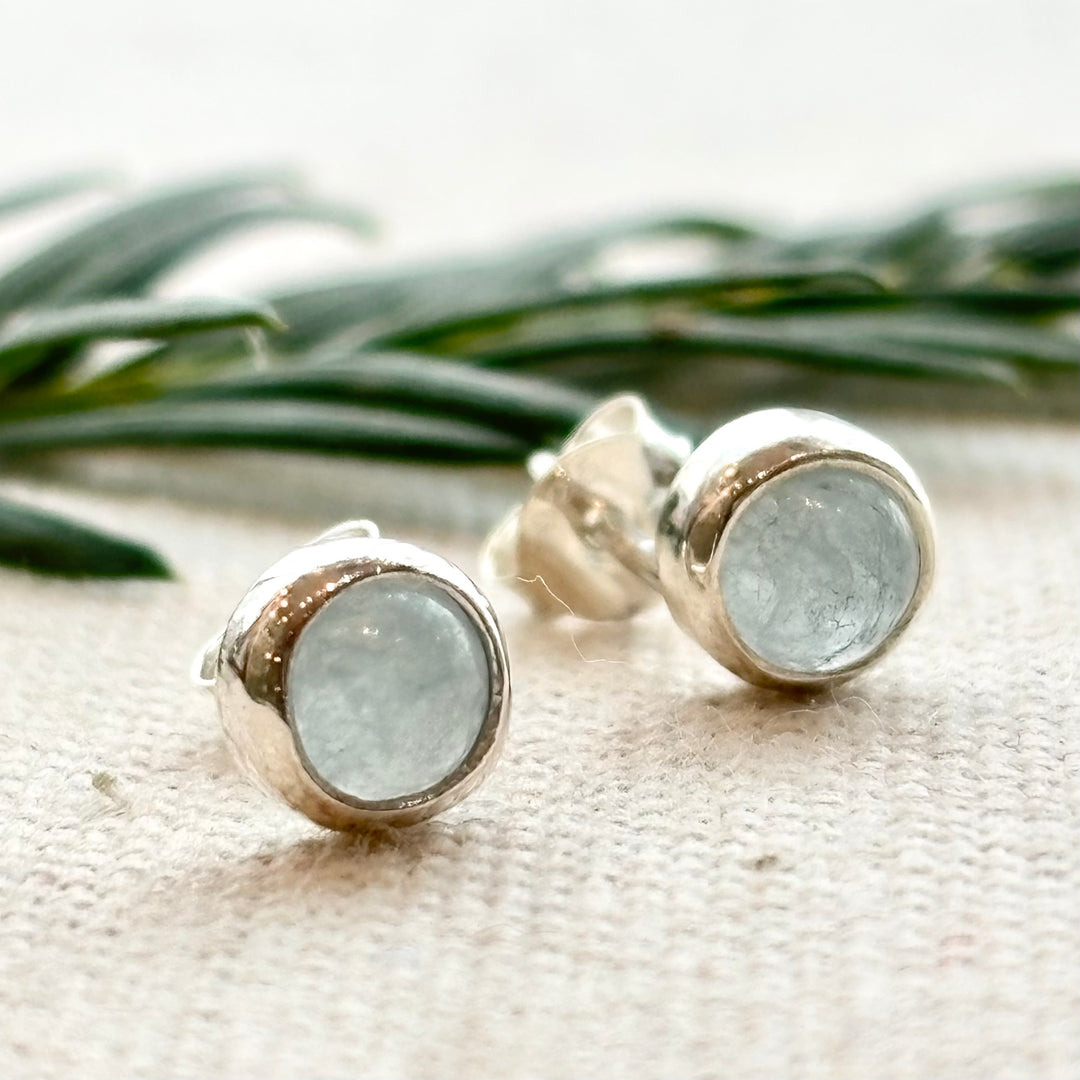 Sterling Silver Aquamarine Stud Earrings