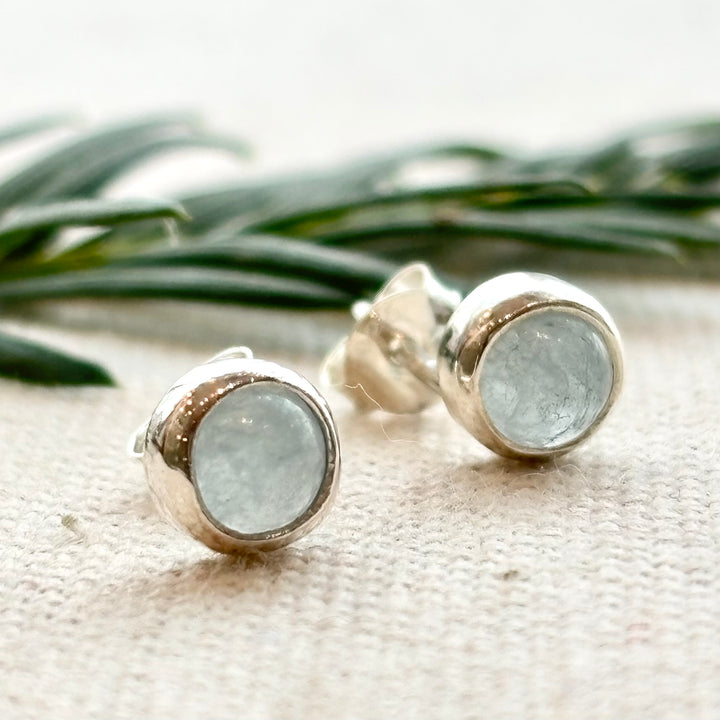 Sterling Silver Aquamarine Stud Earrings