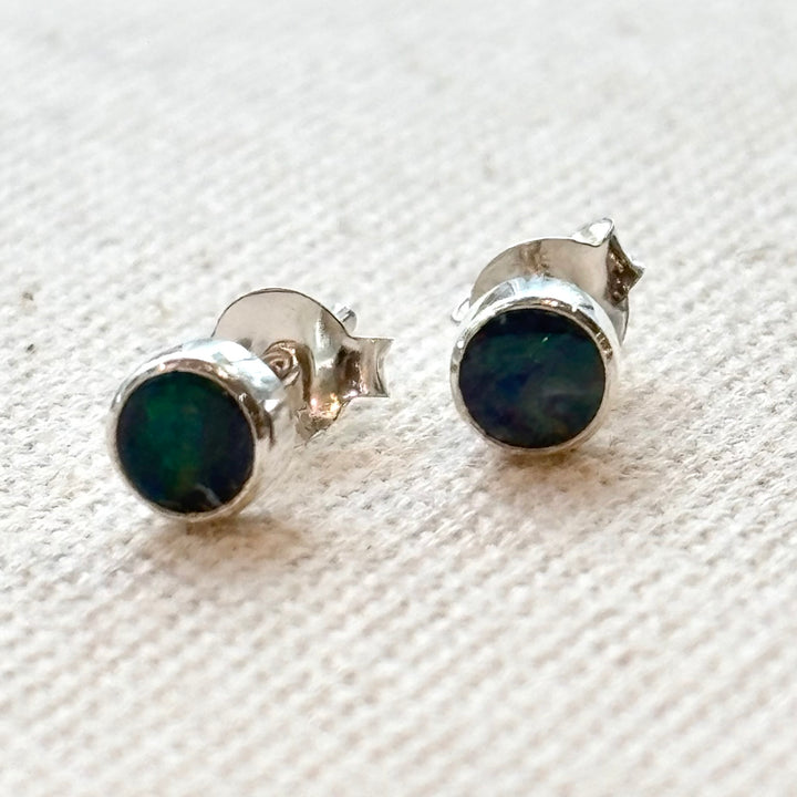 Sterling Silver Opal Stud Earrings