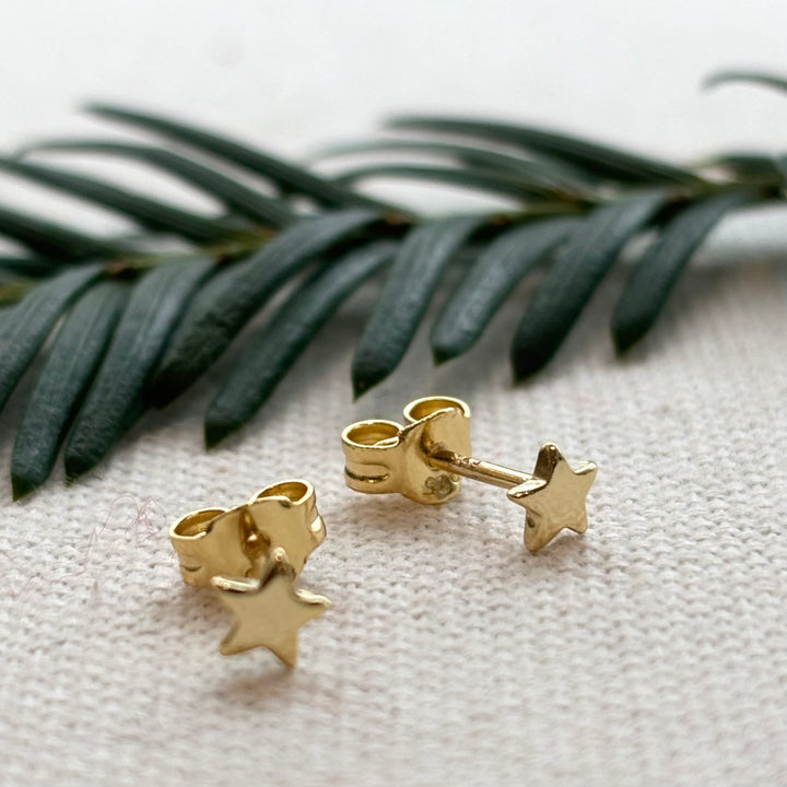 Gold plated sterling silver tiny star stud earrings