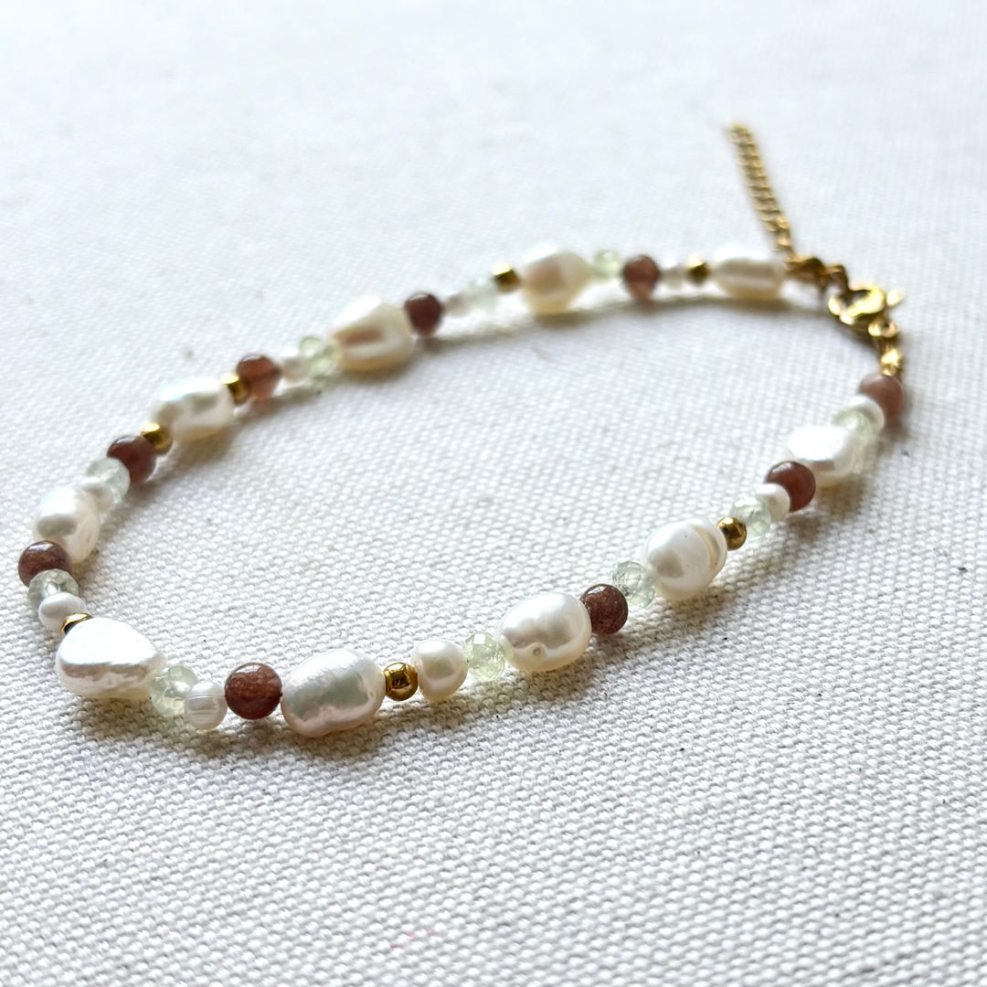 Moonstone & Freshwater Pearl Anklet