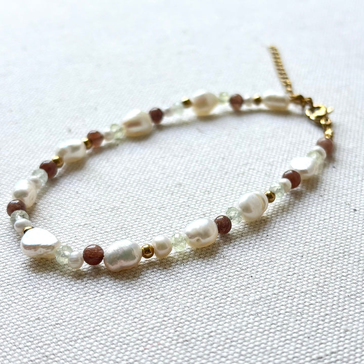 Moonstone & Freshwater Pearl Anklet