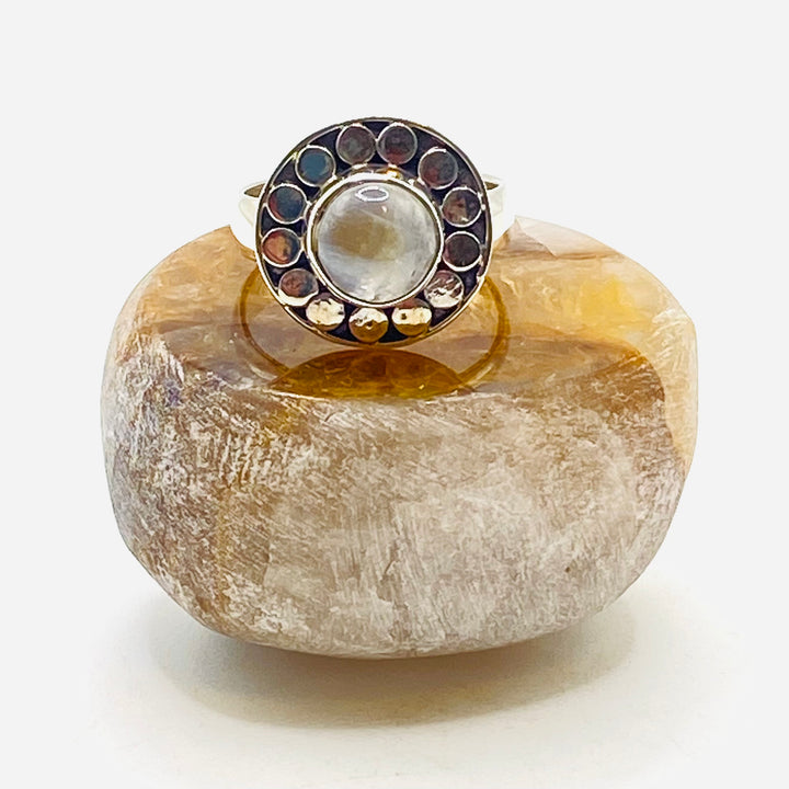 Moonstone Flower Ring