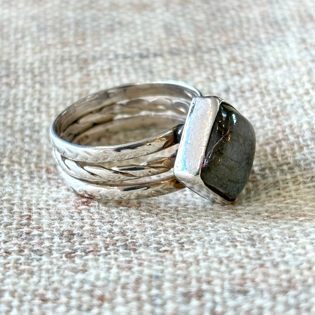 Labradorite Square Ring