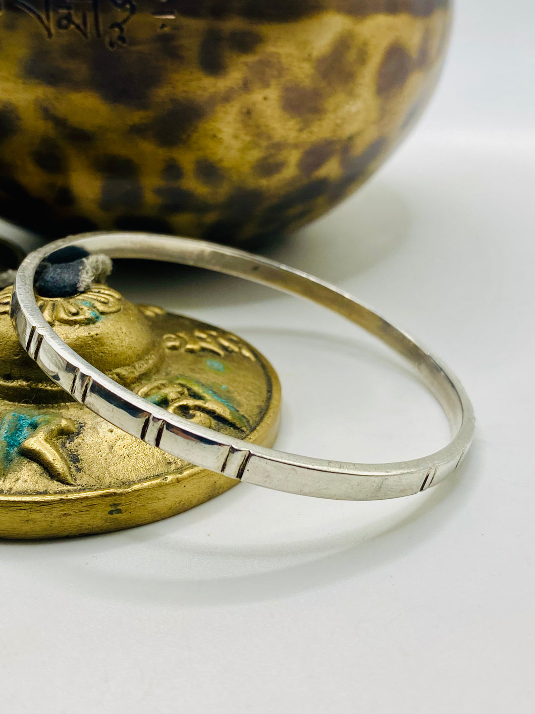 Etched Silver Bangle