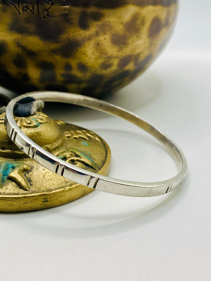 Etched Silver Bangle