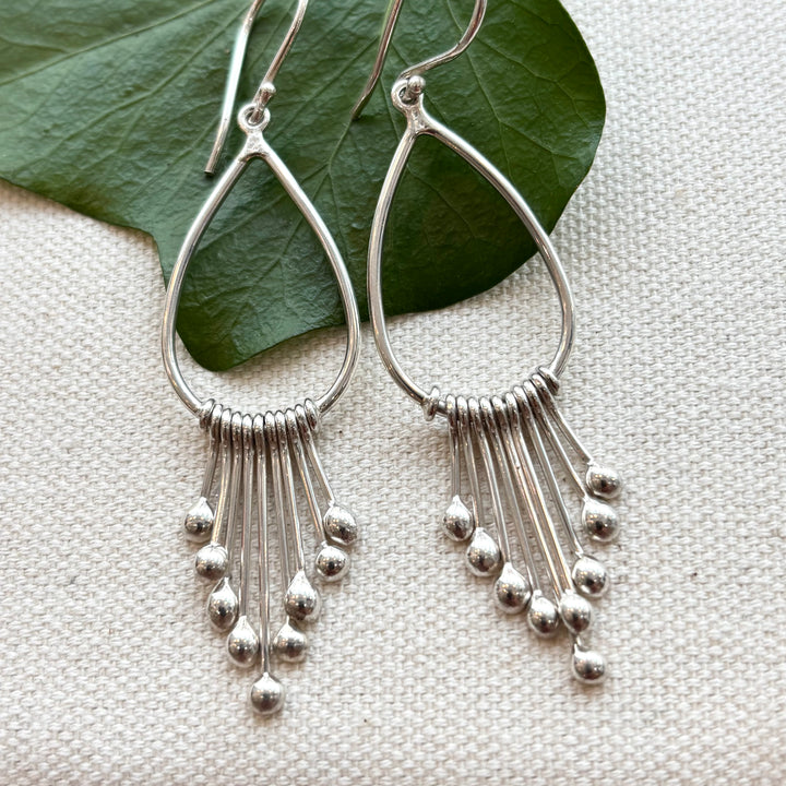 Sterling Silver Teardrop Fringe Earrings