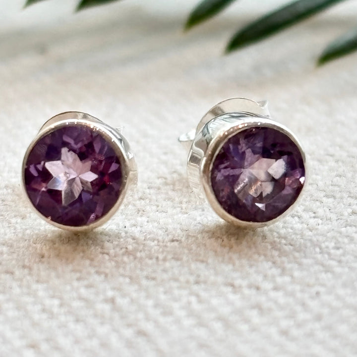 Sterling Silver Amethyst Stud Earrings