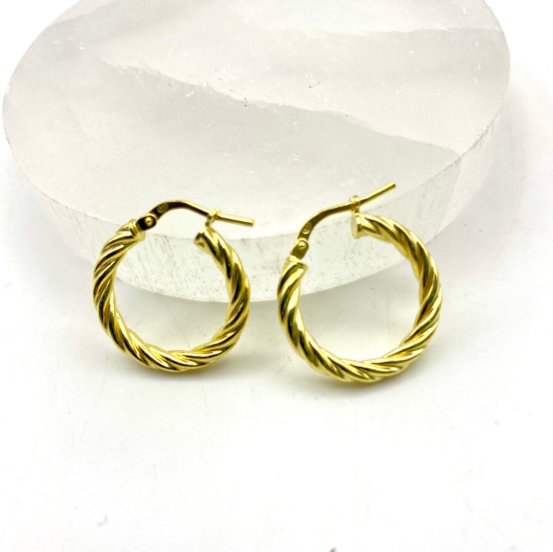 Golden Twist Hoop Earrings