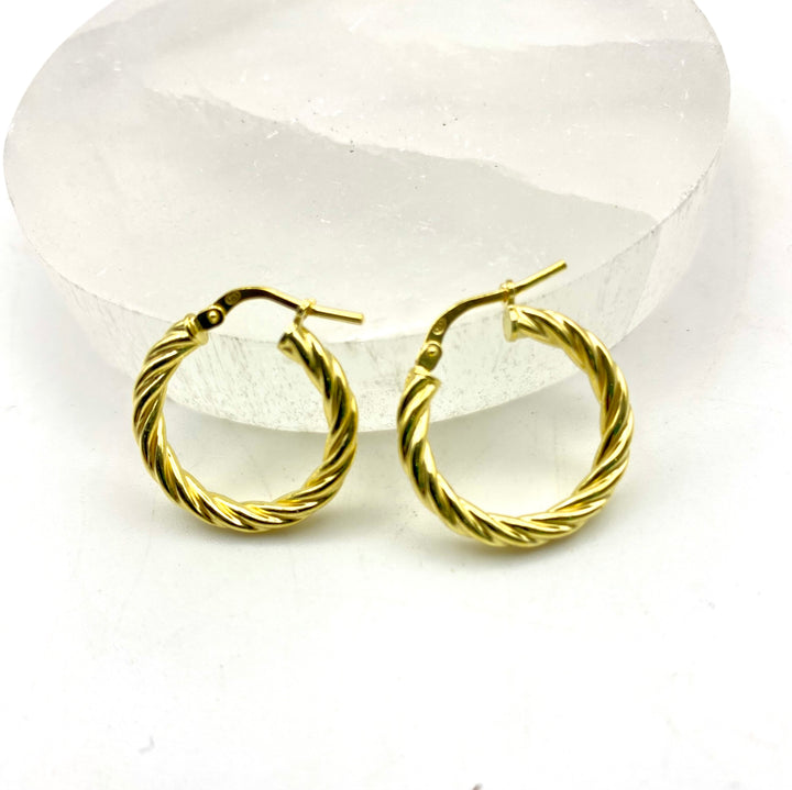 Golden Twist Hoop Earrings