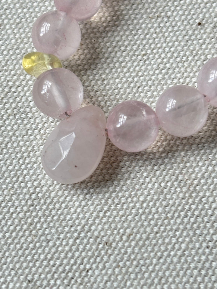 Rose Quartz Bracelet with Citrine Accent