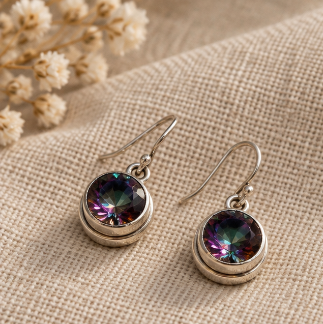 Sterling Silver Mystic Topaz Drop Earrings