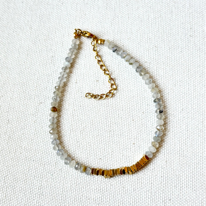Labradorite & 18ct Gold-Plated Beaded Bracelet