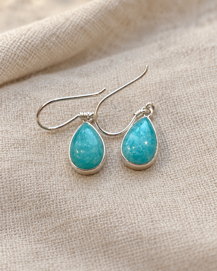 Handmade Sterling Silver Amazonite Teardrop Earrings