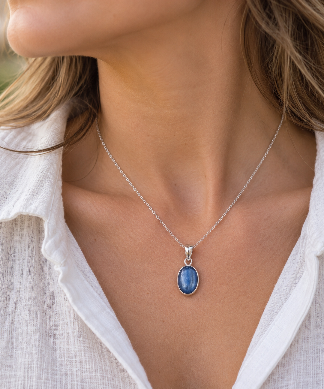 Handmade Sterling Silver Kyanite Pendant