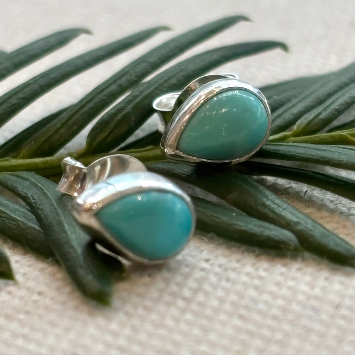 Sterling Silver Turquoise Teardrop Stud Earrings
