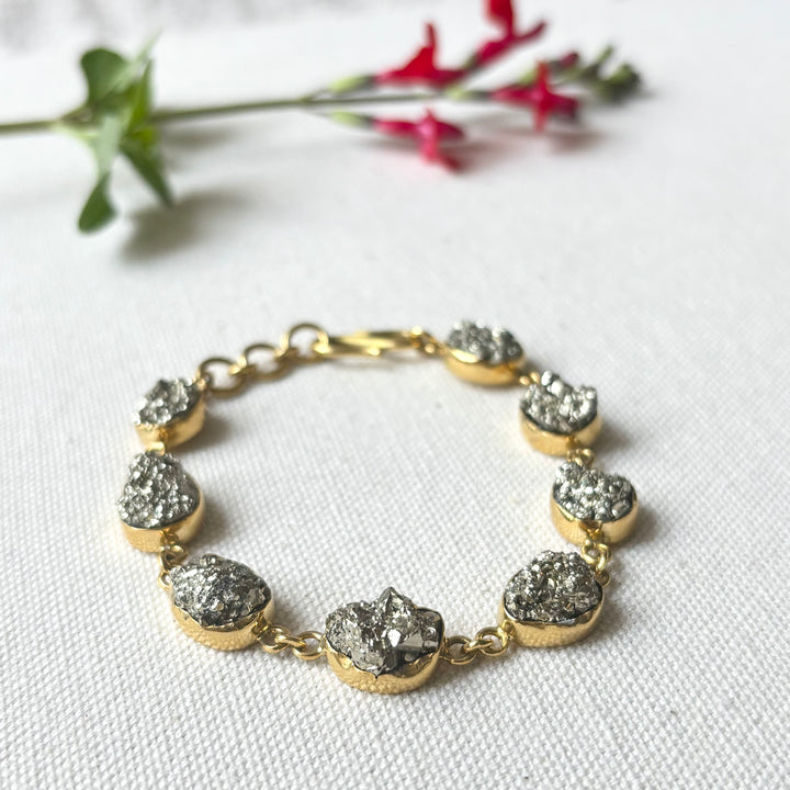 Handmade Panchadhatu Pyrite Druzy Bracelet