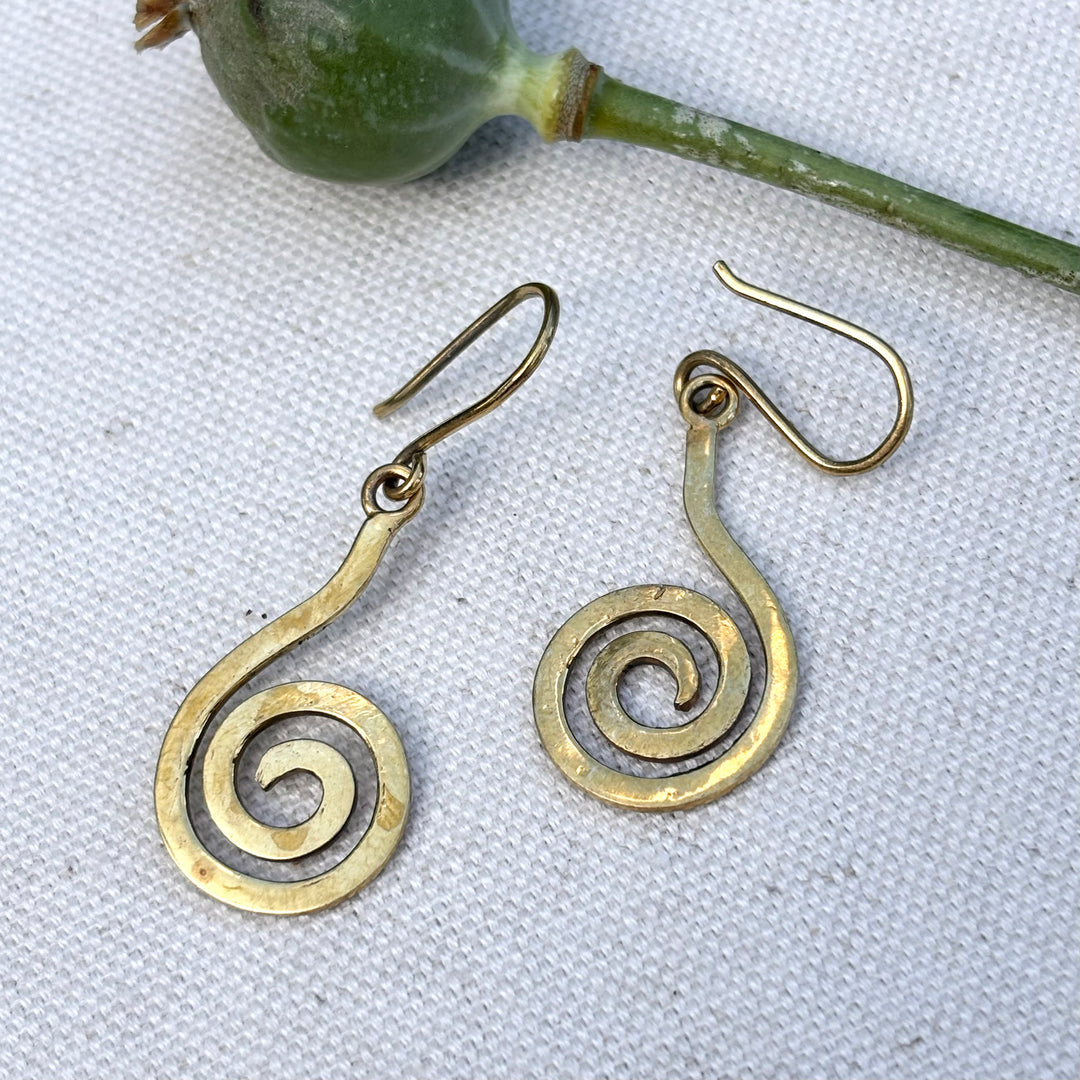 Panchadhatu Spiral Drop Earrings