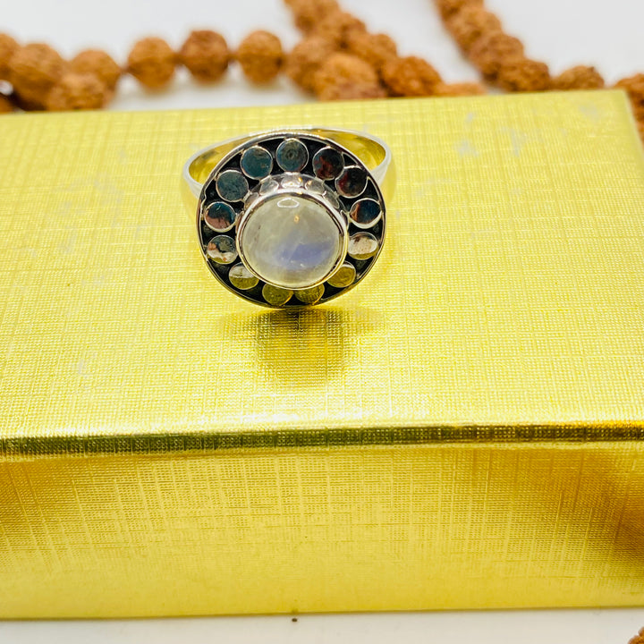 Moonstone Flower Ring