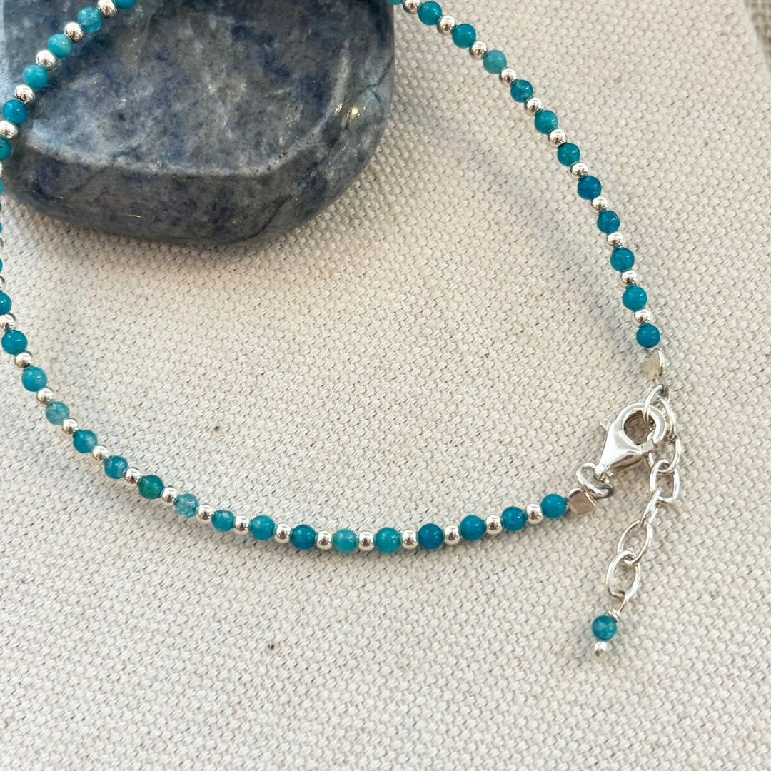 Amazonite and Sterling Silver Bead Bracelet
