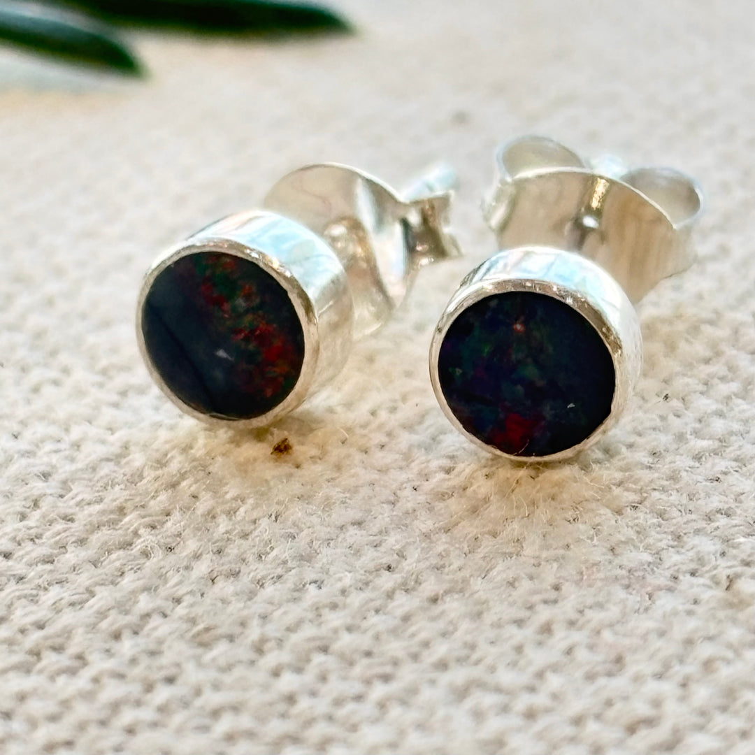 Sterling Silver Opal Stud Earrings