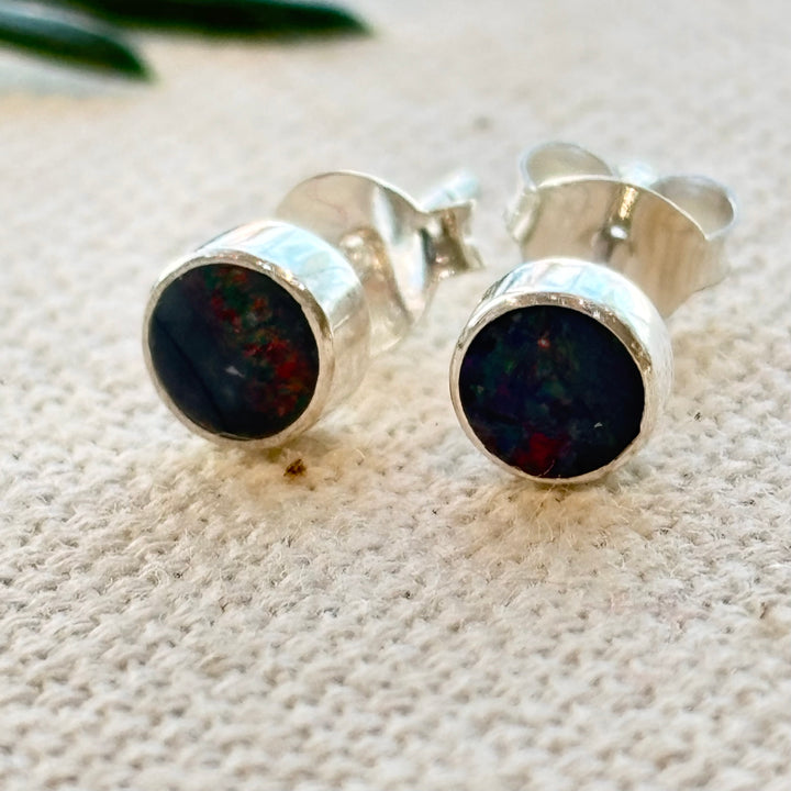 Sterling Silver Opal Stud Earrings