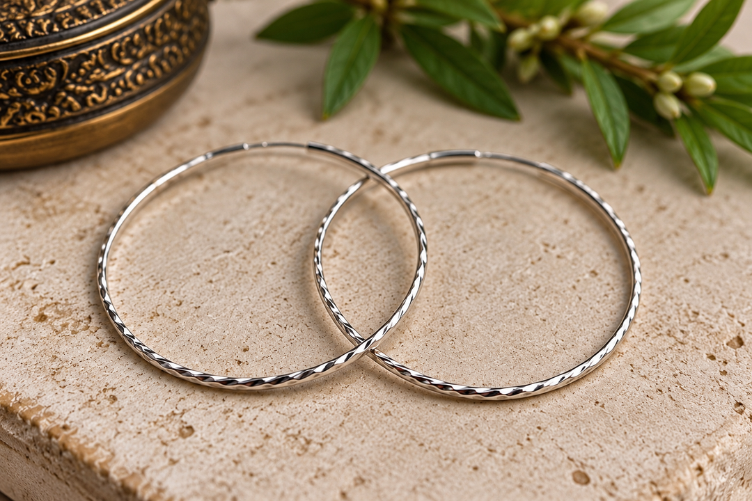 Sterling Silver Twisted Hoop Earrings – 5cm